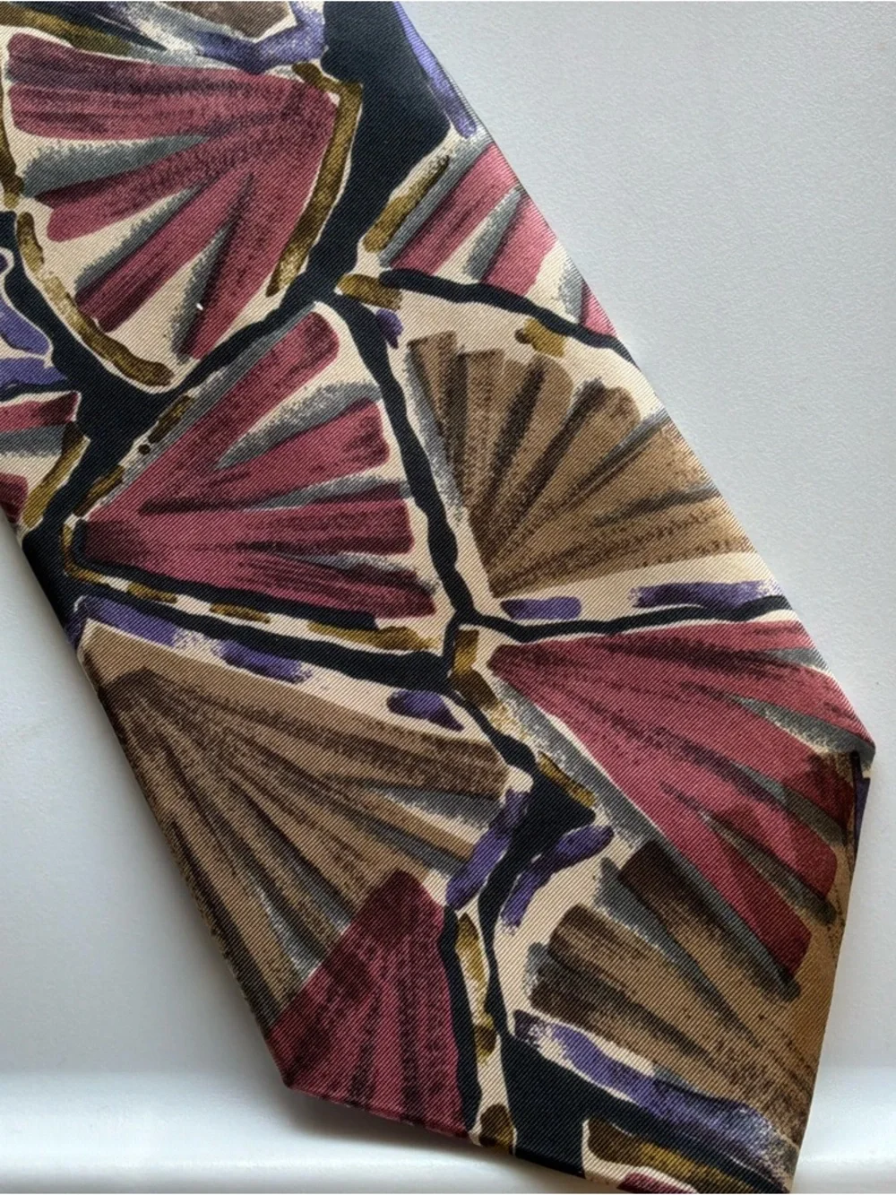 Vintage Christian Dior Silk Tie graphic 80’s 90’s black burgundy pink green